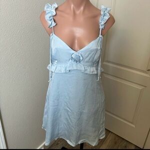 Wild Fable Satin Light Blue Ruffled Mini Dress Sz XS